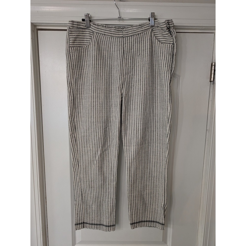 Injiri Black White Geometric Hand Loomed Cotton Straight Leg Pants Size 38 slow